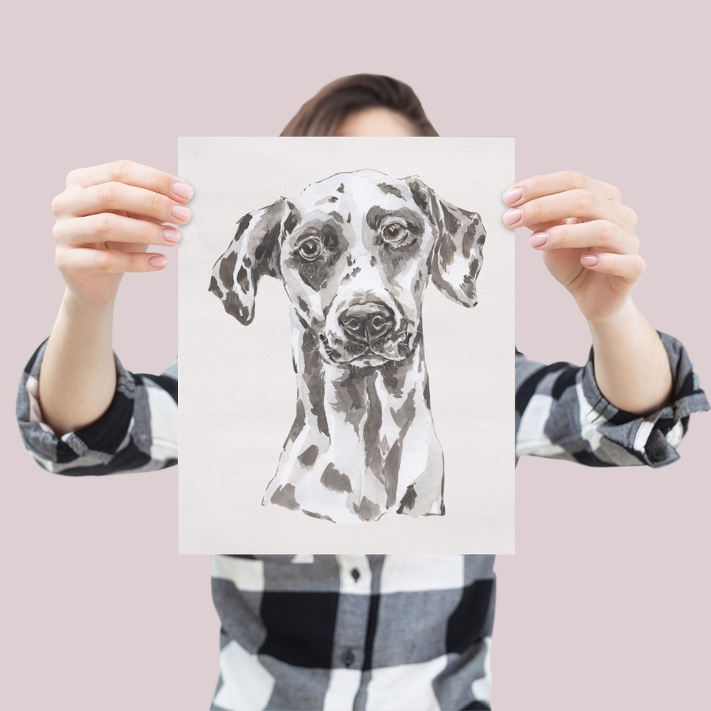 Watercolor Dalmatian Black Dog Wall Art Illustration Print Poster Card Unframed - Picture 4 of 7